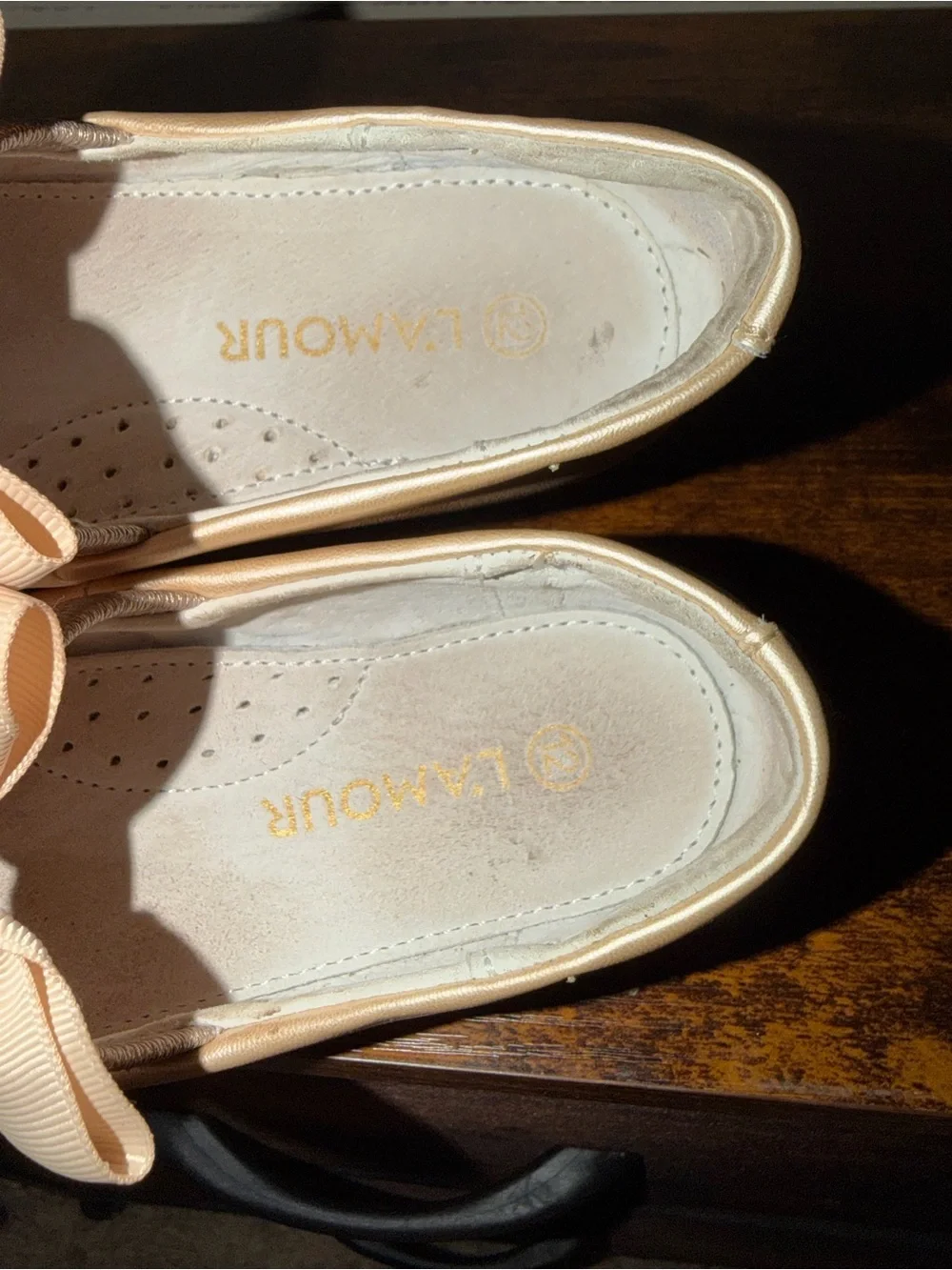 L'Amour Girls Cream Bow Ballet Flats - Dress Shoes